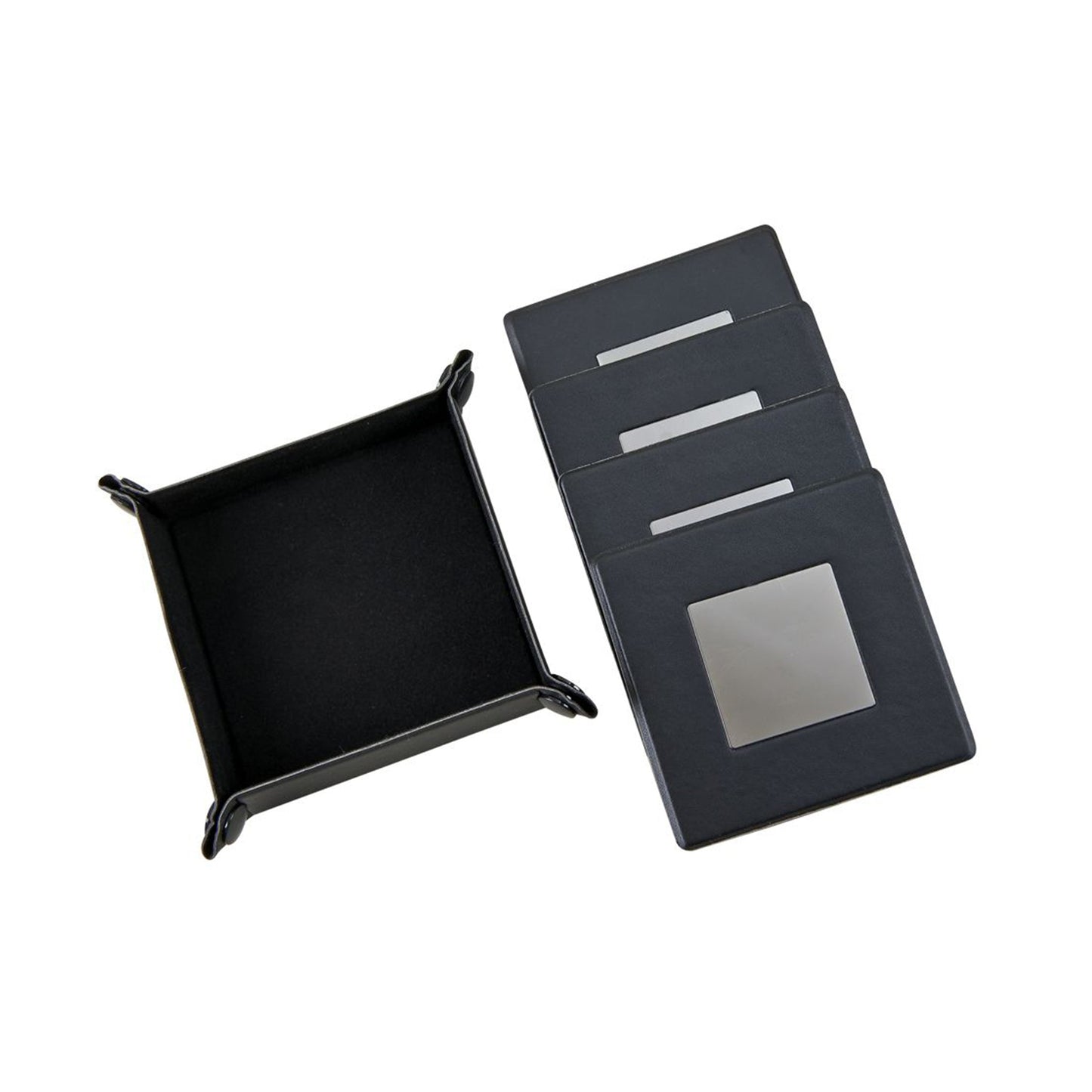 Black Leatherette 5 Piece Coaster Set-0