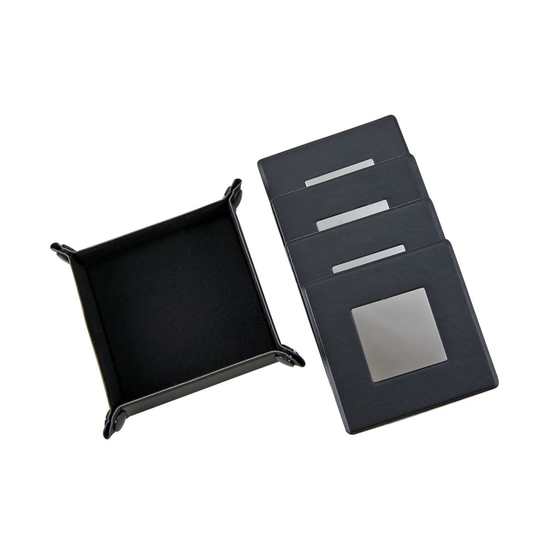 Black Leatherette 5 Piece Coaster Set-0