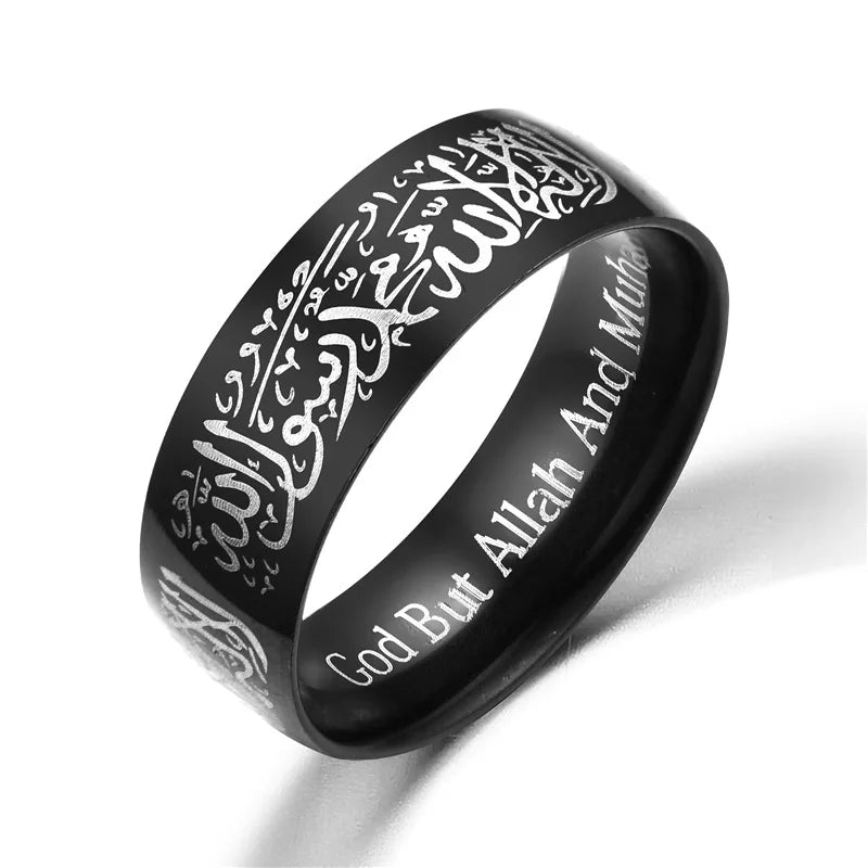 Trendy Titanium Steel Quran Messager Rings Muslim Religious Islamic Words Arabic God Ring For Men Women