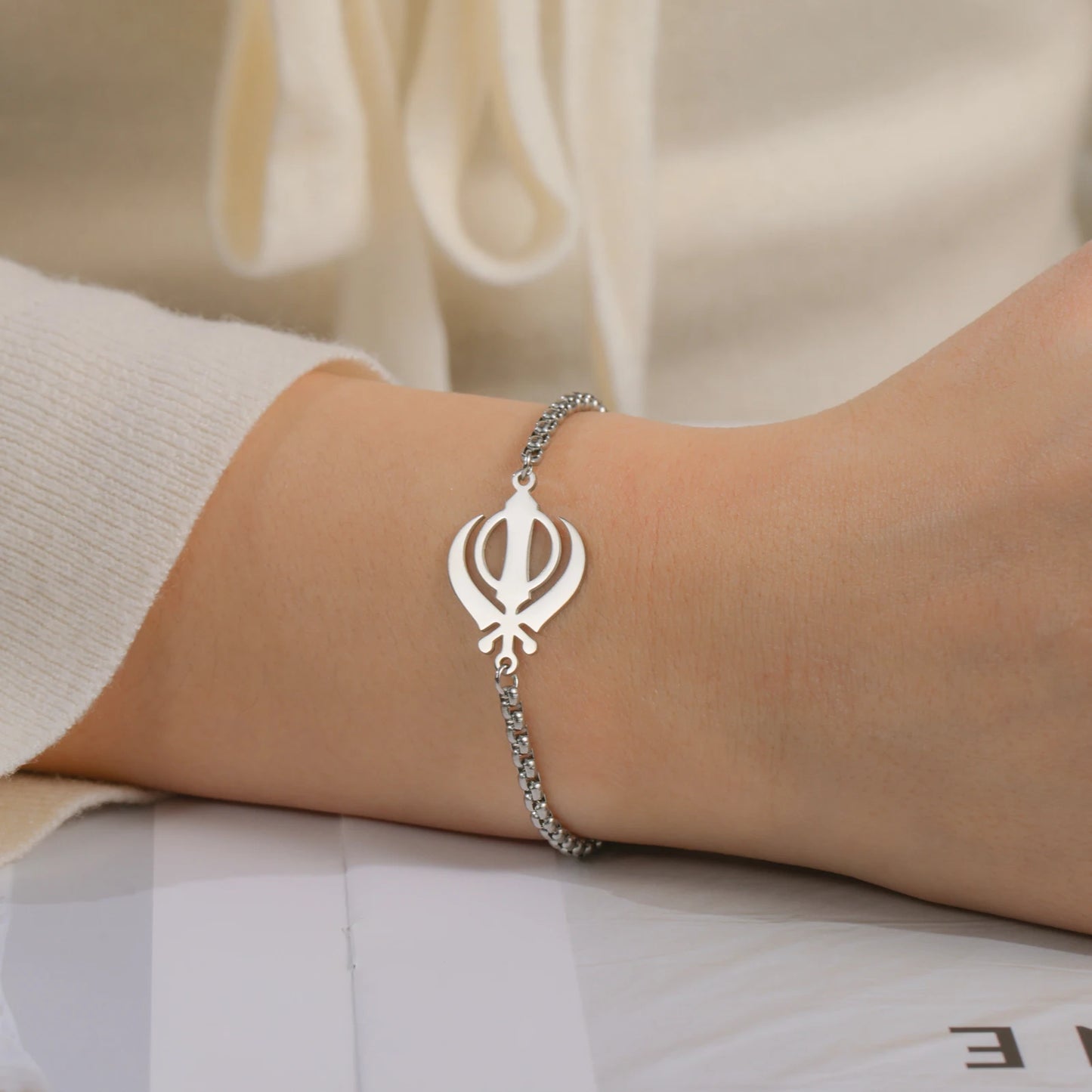 Handed Sikh religious symbols men's and women's bracelets stainless steel India Pakistan protective amulets spiritual jewelry