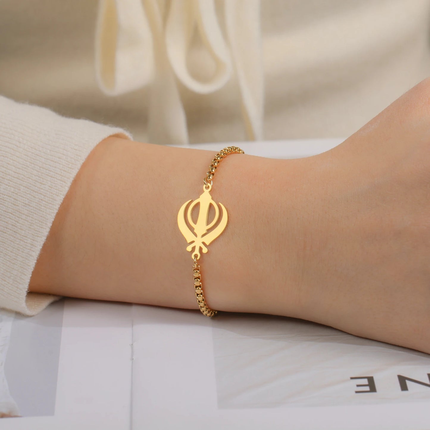 COOLTIME Sikh Khalsa Khanda Bracelet for Women Men Stainless Steel Sikhs Religious Amulet Bracelets Jewelry Gift New 2025